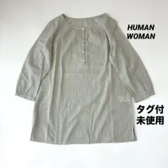 124美品ルカLUCAリネン100%涼しげノーカラープルオーバーロング 