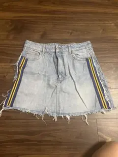 デニムミニスカート サイドストライプ付き