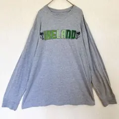 オールドネイビー 刺繍 ロンT 丸首 長袖 ビッグサイズ 灰色 綿 普段着のサムネイル