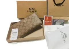 新品未使用 タグ付 COACH コーチ 長財布 C8714 カーキ ブラウン