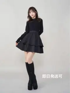 新品 Darich バックリボンティアードミニワンピース ブラック F-L