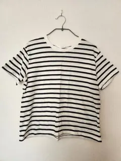 【H&M】ボーダー クルーネック Tシャツ ホワイト×ブラックのサムネイル
