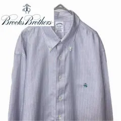 美品 ブルックスブラザーズ ストライプ 長袖ボタンダウンシャツ ロゴ刺繍 紫