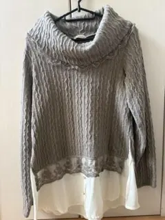 axes femme 長袖 ニット タートル レース装飾