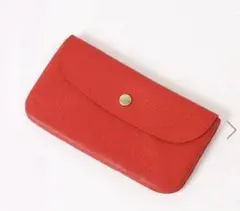 ＊Bleu Bleuet ブルーブルーエ 定番シボ長財布　レッド 美品＊