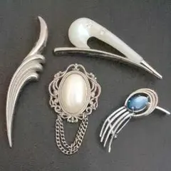 シルバー製ブローチ4点セット