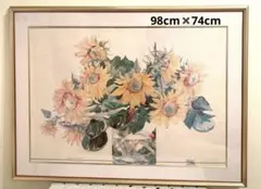 真作】国仲真由美「おかえりなさい」リトグラフ 版画 201/500 額装