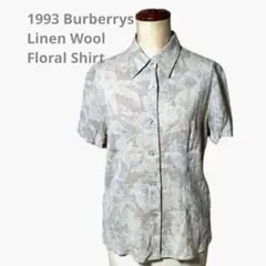 1993 Burberrys 伊製生地 麻ウール 花柄 半袖シャツのサムネイル