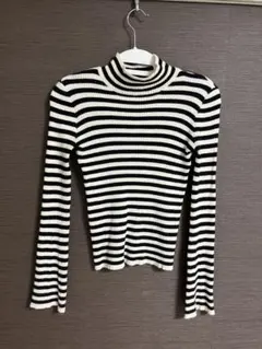 GRL k9086b ボーダー柄フレアスリーブリブニットトップス