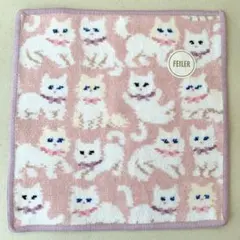 FEILER フェイラー LOVERARY モフモフネコチャン　ハンカチ