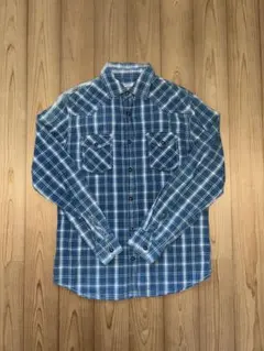 MOSSIMO チェックシャツ 長袖 ブルー系 ワークシャツ 古着 M相当のサムネイル