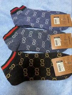 ロゴ柄 アンクルソックス 3足セット