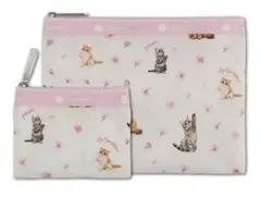 新品 レスポートサック ポーチセットMAQUIA 4月号 付録 猫柄ピンク未使用