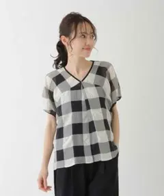 ヒロコビス　HIROKO BIS シアーチェックブラウス М エアリー シフォのサムネイル