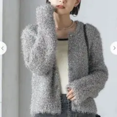 【美品】SHIPS レディース　シルバーラメカーディガン