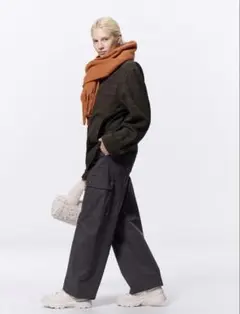 GU バレルレッグカーゴパンツ 丈標準71.0〜75.0cm XL ダークグレー