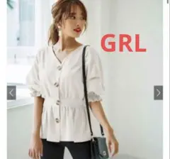 GRL グレイル Vネックウエストマークブラウス