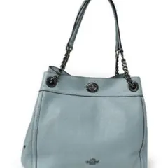 再値下げ　美品)COACHショルダーバッグ　ブルー