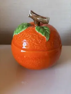 昭和レトロ オレンジ型陶器菓子入れ