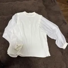 ホワイトシフォンバルーンスリーブシャツ【M〜L】