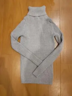 無印　洗えるワイドリブ編みタートルネック　Sサイズ