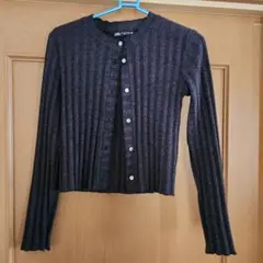 美品✨ZARA ダークグレー リブ編みカーディガン M