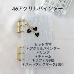 アクリルバインダー♡水流模様 A6韓国 バインダー貯金savingブラックハート