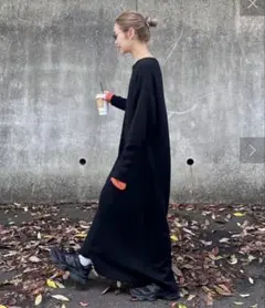 ロングニットワンピース (アクリル50%・ナイロン45%・毛5%)