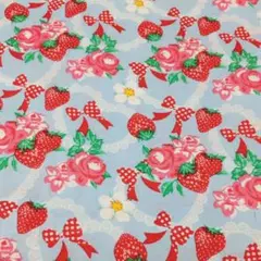 SALE　布地　苺　レースリボン柄　生地