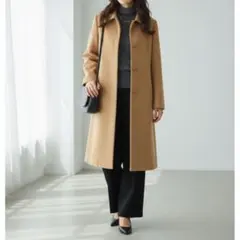 G2520*INED イネド☆極上アンゴラ☆Aライン☆コート☆茶 ベージュ☆2