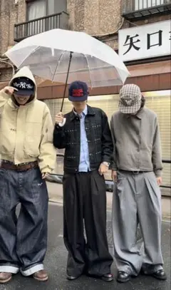 完売品BELVET Striped Tucked Slacks Black XL