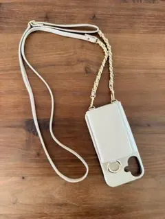 スマホショルダーストラップ付きケース ベージュ