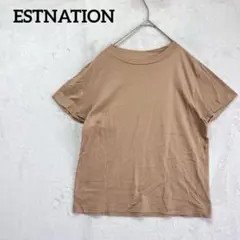 エストネーション【38】Tシャツ ブラウン系 綿100% 日本製　無地　シンプルのサムネイル