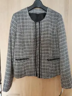 ノーカラーツイードジャケット ブラック・ホワイト　新品未使用