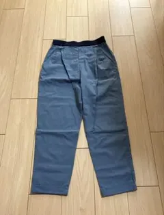 【美品】jines(ジネス)：折り返し パンツ ブルー ウエストゴム リネン 麻のサムネイル