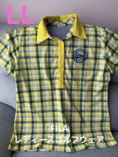 FILA 半袖ポロシャツ イエロー チェック柄　LLのサムネイル