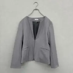 【GLACIER】グラシア　グレーのノーカラージャケット