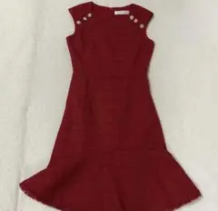 【ERUKEI】ビジューマーメイドツイードドレス　ノースリーブ　パールモチーフ