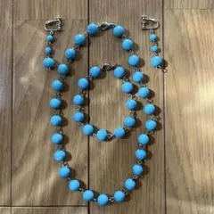 アクセサリー ネックレス ブレスレット イヤリング 3点セット ターコイズ 水色