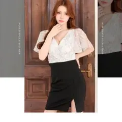 レース タイト　ドレス ホワイト　キャバ