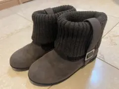 Bebe グレー スエード ニットショートブーツ