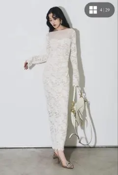 レースコントラストドレス　Andrea&co