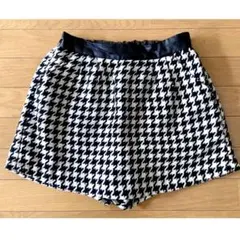 Lil nina 千鳥 チェック ウェストゴム ショート丈 キュロット パンツ