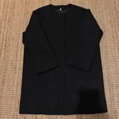 無印良品 ウール混ノーカラーコート L ブラック 美品