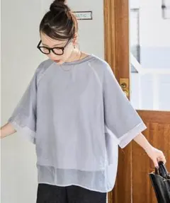 フリークスストア オーガンジー×カットソー 重ね ラグラン 半袖 Tシャツ