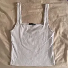 ZARA リブ キャミソール ホワイト Mサイズのサムネイル