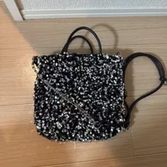 【新品、未使用】スパンコール黒ショルダーバッグ2way