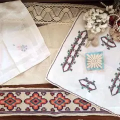 素敵なヴィンテージセット　フランスアンティークレース　フランスハンカチ