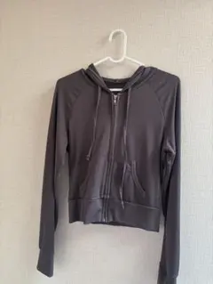 ダークグレー フルジップ フード付きパーカー