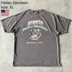 USA製ハーレーダビッドソン　両面グッドプリント ポケT Hanes ヘインズ